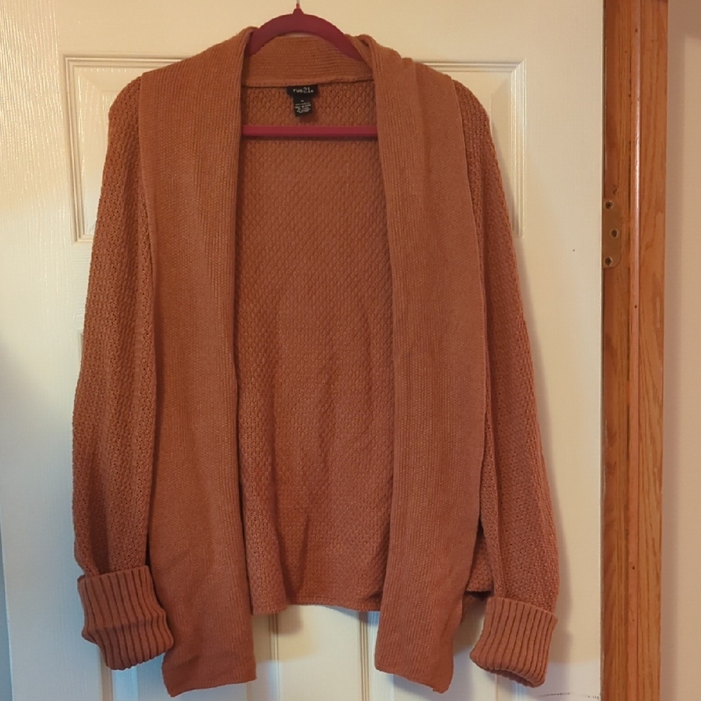 Rue21 Orange Brown Cardigan Sweater Open Front